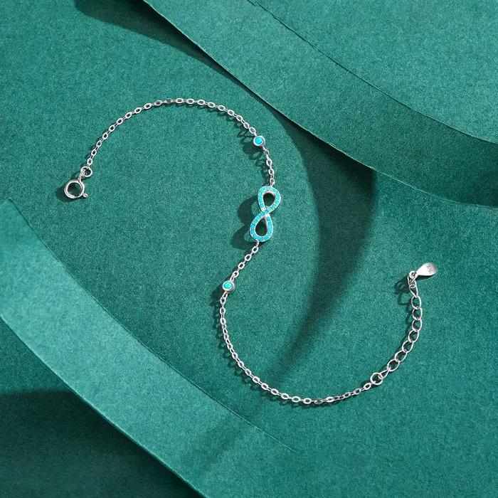 MODIAN romantique amour infini Bracelet 925 en argent Sterling Vintage naturel Turquoise chaîne Bracelets pour femme bijoux de mariage