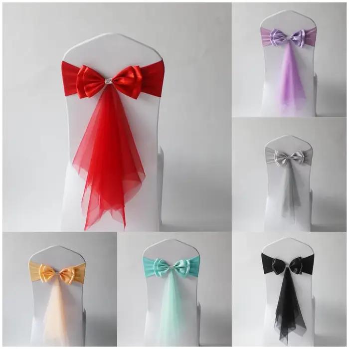 Ceintures de chaise en Spandex avec nœud papillon prêtes à l'emploi pour mariage, anniversaire et célébrations de vacances élégantes