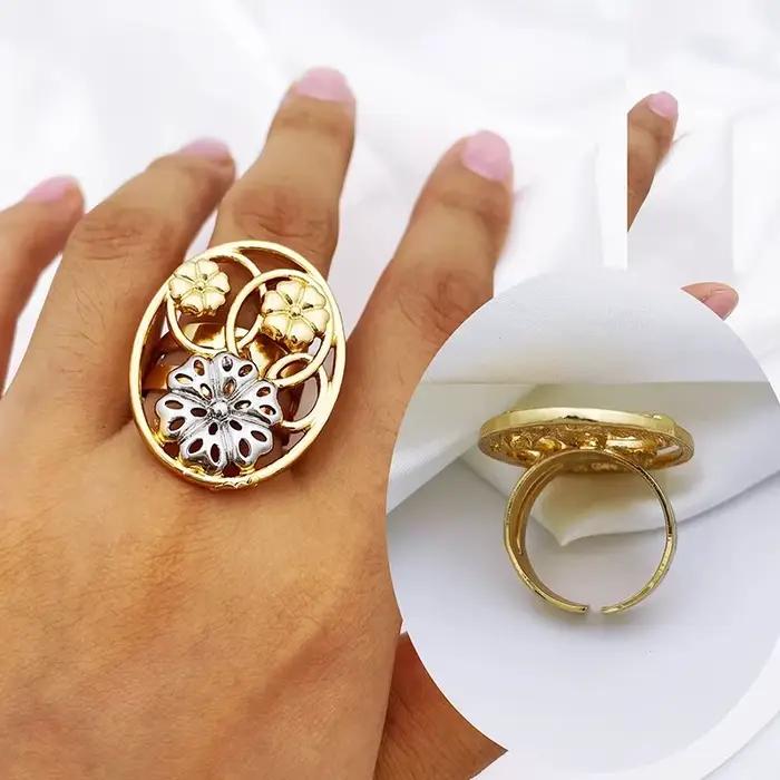 Ensemble de bijoux plaqués or pour femmes, collier et bracelet de mariage, bague et boucles d'oreilles élégantes pour occasions spéciales