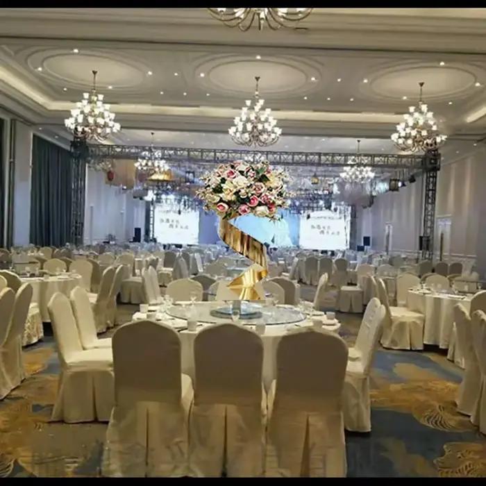 Support de fleurs doré pour centre de Table de mariage