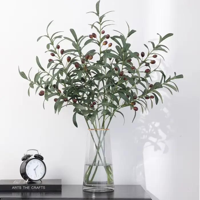 Plantes Artificielles, Branche d'Olivier à Feuilles Vertes, Faux Fruit, Décoration pour Festival, Mariage, Maison, Chambre, Accessoire de Photographie, Jardin Extérieur, Cour, Cadeau