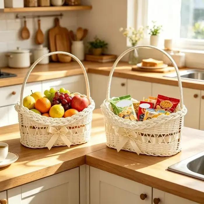 Panier de demoiselle d'honneur en osier blanc