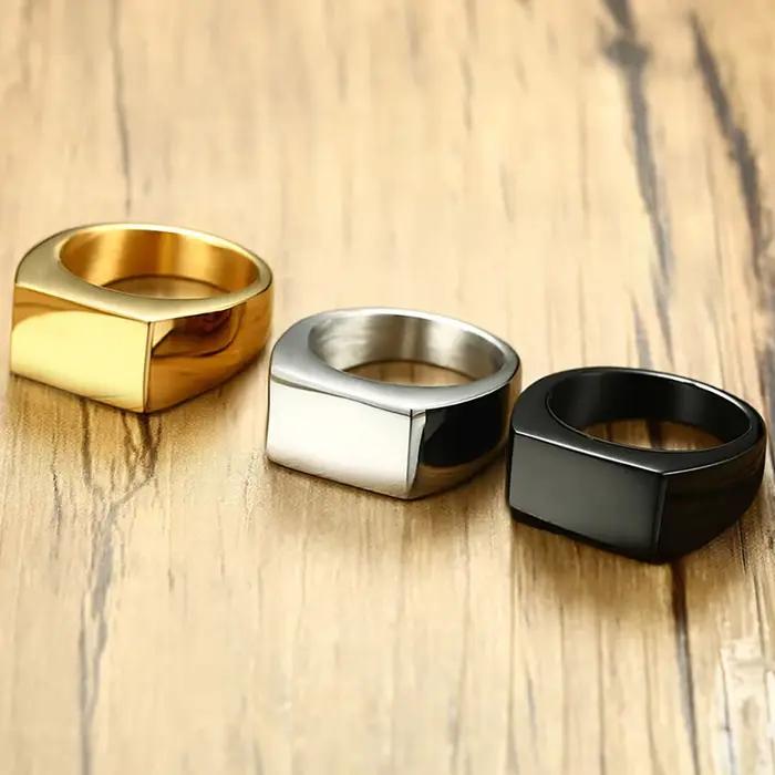 Bague de motard en acier inoxydable plaquée or 18 carats pour homme, alliance de mariage, bijou classique pour cérémonie, cadeau de qualité supérieure