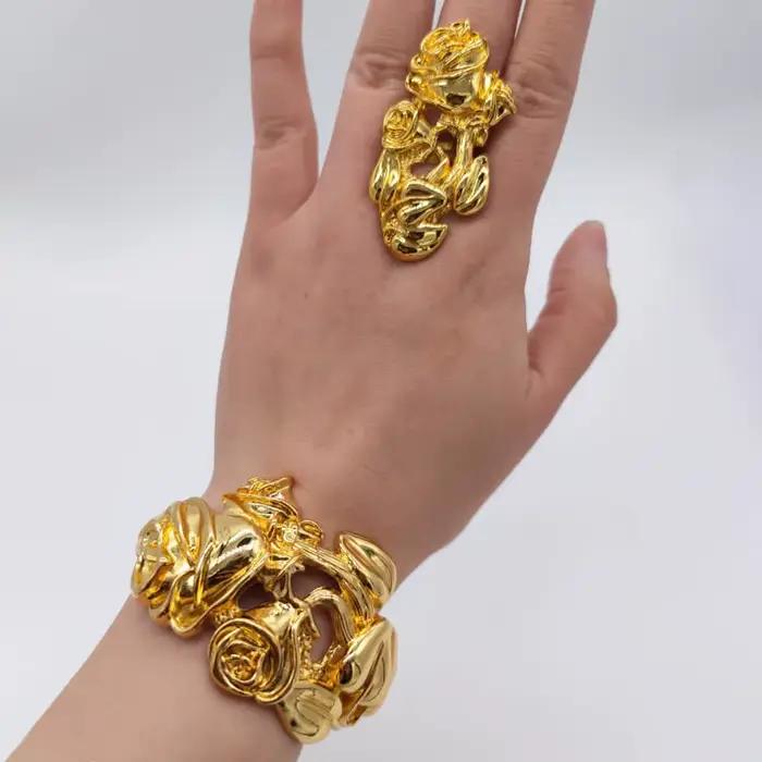 Ensemble de bijoux de luxe en cuivre plaqué or 18 carats