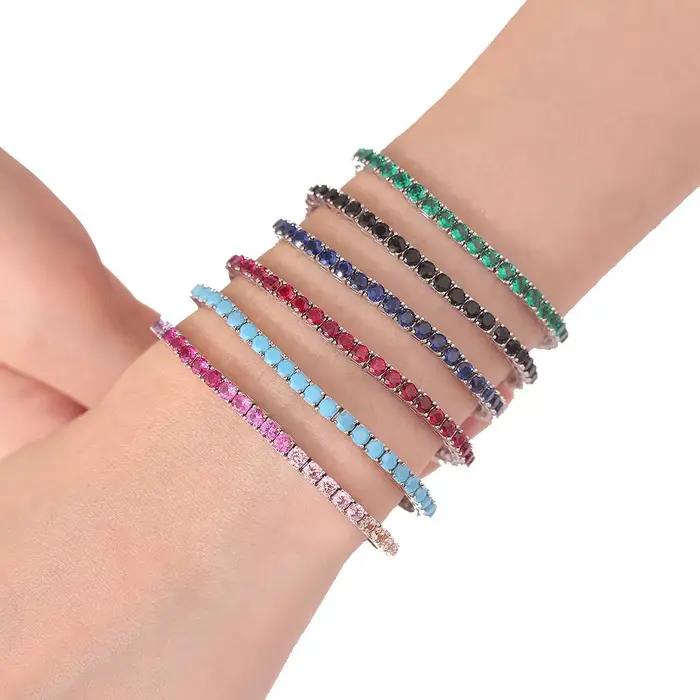 Commandes personnalisées-chaîne en laiton, boucles d'oreilles, pendentif, bijoux à la mode Hiphop Rock, pierres complètes, Bracelet de Tennis, collier pour femmes/hommes