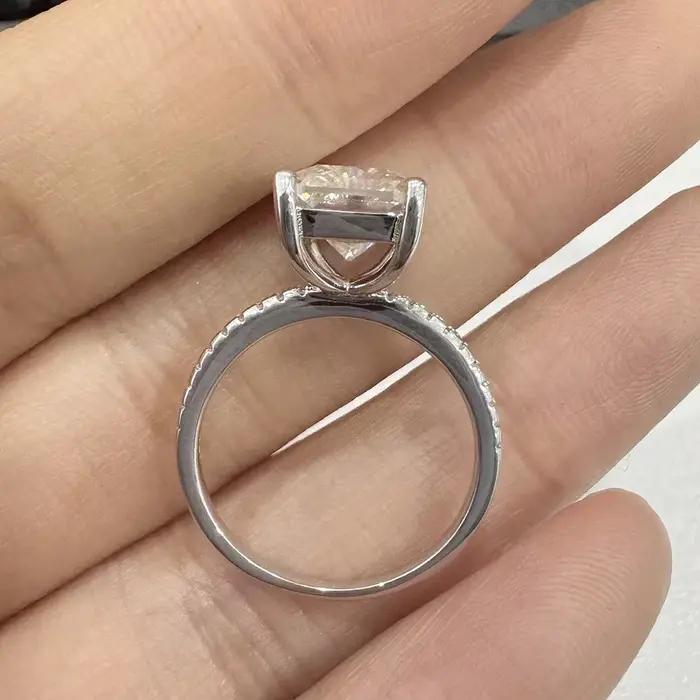 Bague de fiançailles entièrement Moissanite coupe radieuse pour femme, argent 925, diamant Halo GNE, alliances avec certificat, 1 carat, 2 carats, 3 carats, 4 carats