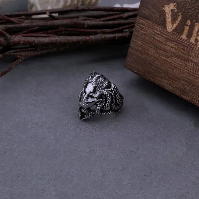 Bague Medusa mythologie grecque acier inoxydable vintage punk hip hop gothique serpent bijoux cadeau fête occasions spéciales