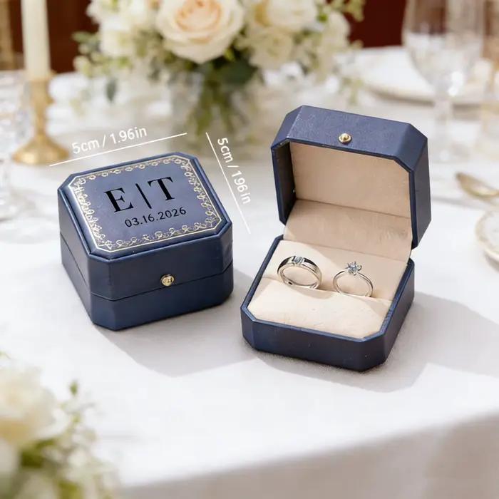 Boîte à bagues personnalisée en similicuir pour mariage, fiançailles, anniversaire, demande en mariage, cadeau d'anniversaire pour femme occasions spéciales