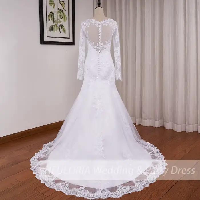 Robe de mariée HEULORIA sirène blanche avec dentelle et perles pour femmes occasions spéciales