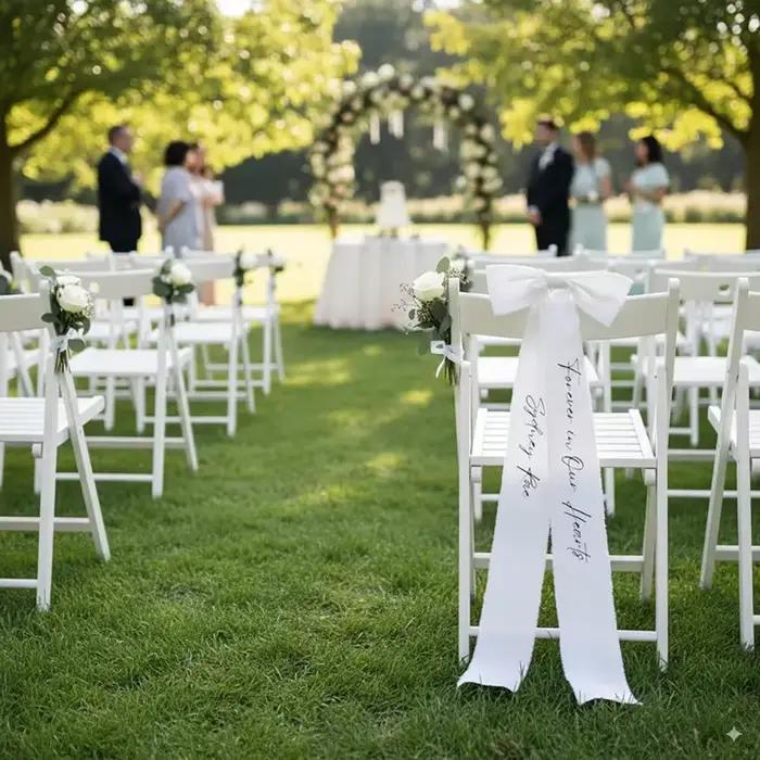Ruban personnalisé pour chaise de mariage en tissu noir, décor rustique pour cérémonie de mariage, souvenir commémoratif pour proches, cadeau de mariage, occasion spéciale