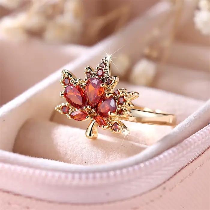 Bague en pierre rouge géométrique élégante pour femmes occasions de mariage et anniversaires de mariage