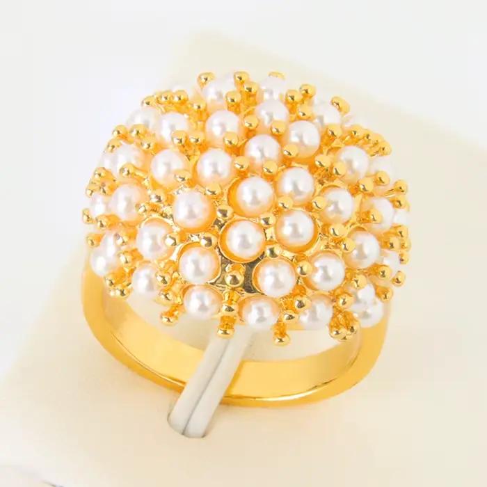 Magnifiques bagues de Cocktail en perles italiennes plaquées or 21 carats