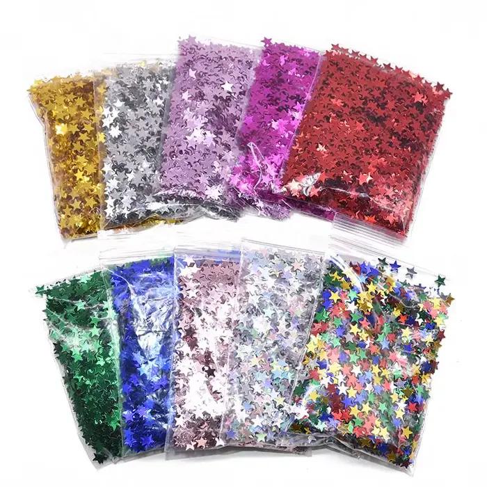 Confettis en forme d'étoiles en acrylique pour mariage et célébrations, sacs de 15g, 6/10mm, 12 couleurs disponibles pour décoration festive