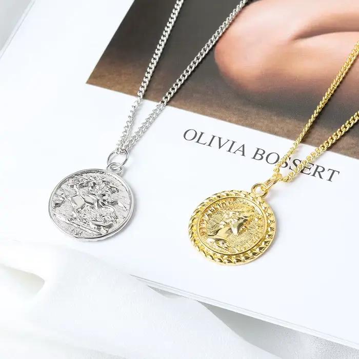 JOPeople-Collier rond en argent regardé pour femme