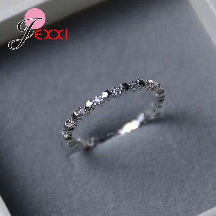 Bague de luxe originale en argent massif 925 pour femmes, bijoux en forme d'étoiles, authentique, avec CZ transparent, cadeau de mariage