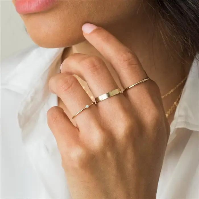 Bague en or rempli sertie d'opale pour femme, alliance de mariage Boho Chic pour occasions spéciales