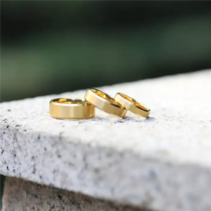 Alliance en tungstène plaquée or 18 carats pour femmes, symbole d'éternité pour mariage et anniversaires de couple