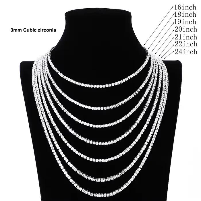 Commandes personnalisées-chaîne en laiton, boucles d'oreilles, pendentif, bijoux à la mode Hiphop Rock, pierres complètes, Bracelet de Tennis, collier pour femmes/hommes