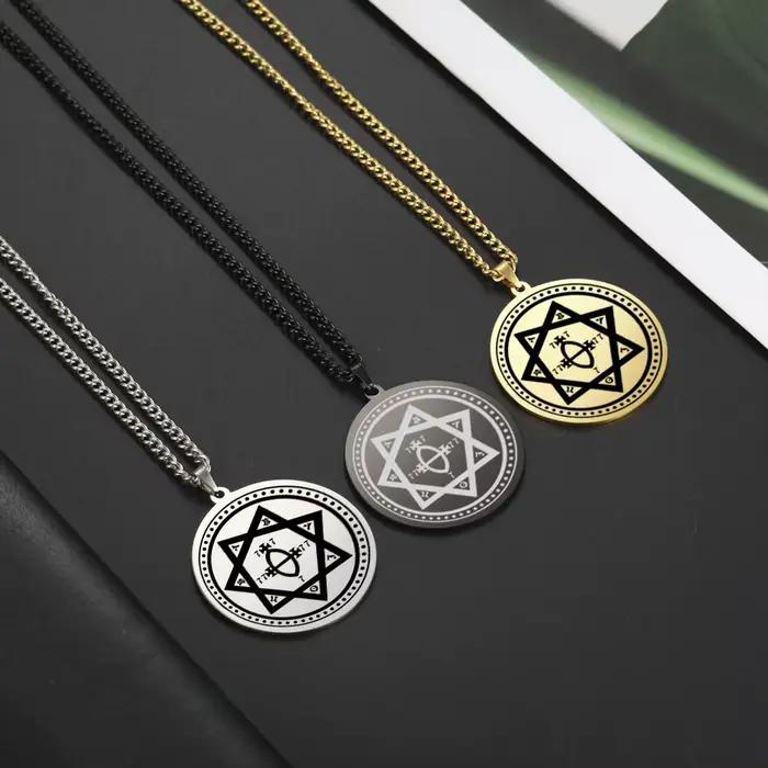 Dawapara – collier sceau de la déesse Babalon, pendentif étoile Heptagramme, amulette mystique Thelema, bijoux en acier inoxydable