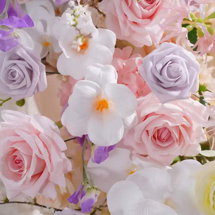 HMEOT H9036 décorations d'allée de mariage en plein air rose orchidée rangées florales simulé Table canapé coureurs célébration sol fleur