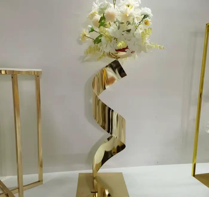 Support de fleurs doré pour centre de Table de mariage