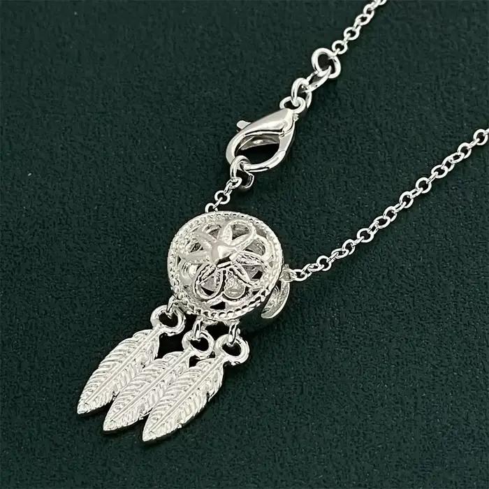 Collier pendentif plume en argent Sterling 925