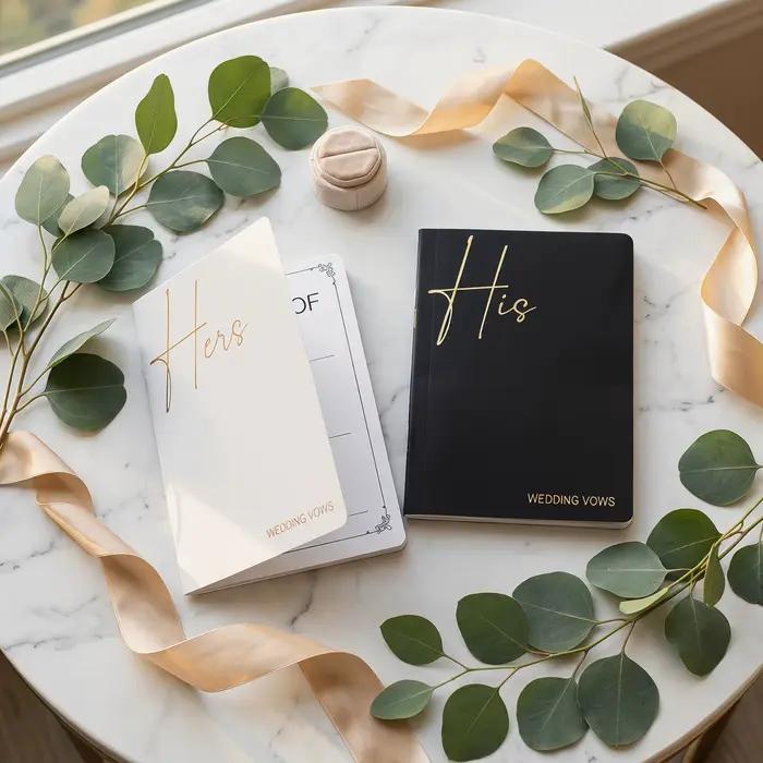 Coffret de 2 Livrets de Vœux Personnalisés : Vœux de la Mariée et Vœux du Marié – Décoration de Cérémonie de Mariage