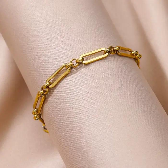 Bracelet de cheville en acier inoxydable doré pour femme