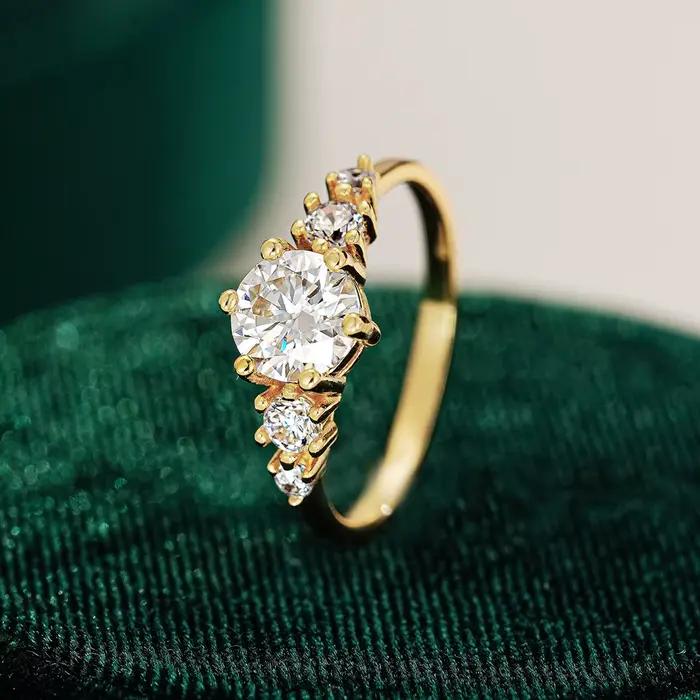Français Llight luxe 1 Carat Moissanite anneaux classique à la mode femmes fiançailles alliance 925 bague en argent