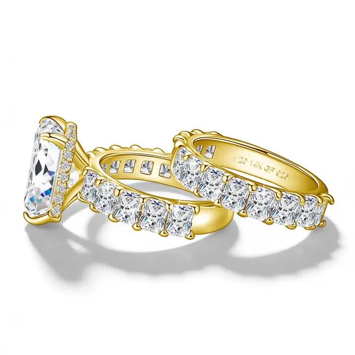 Ensemble d'alliances en or 14 carats pour femmes