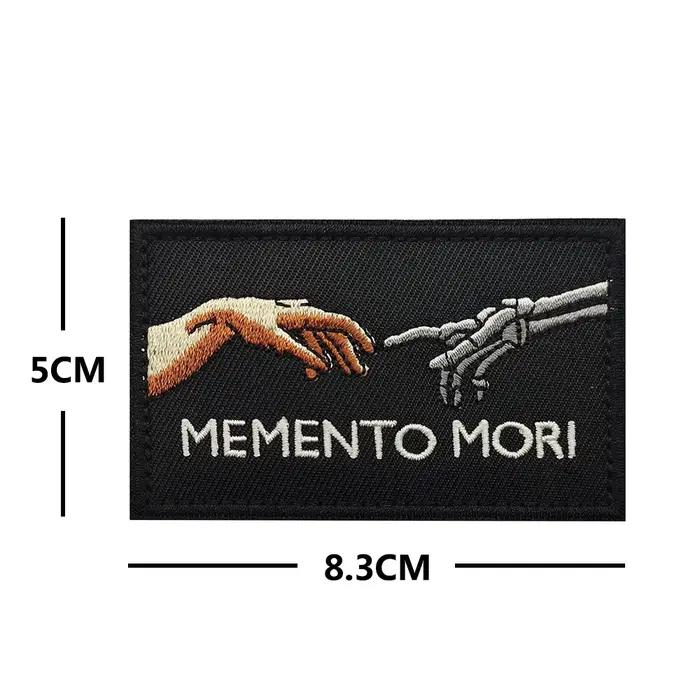 Patchs Memento Mori, Appliques en tissu, Broderie crâne, Badges de moral, Emblèmes tactiques, Autocollants pour sac à dos