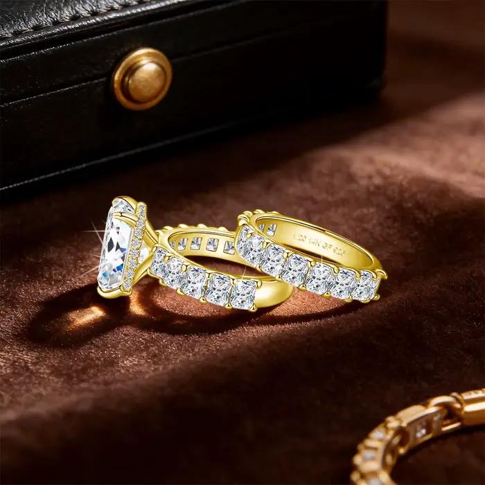 Ensemble d'alliances en or 14 carats pour femmes