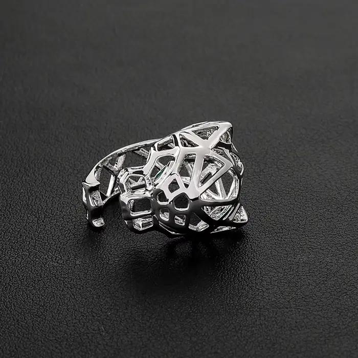 Bague Réglable Léopard en Jade Vert Ajouré Accessoire de Bijoux Haut de Gamme pour Hommes Occasions Spéciales