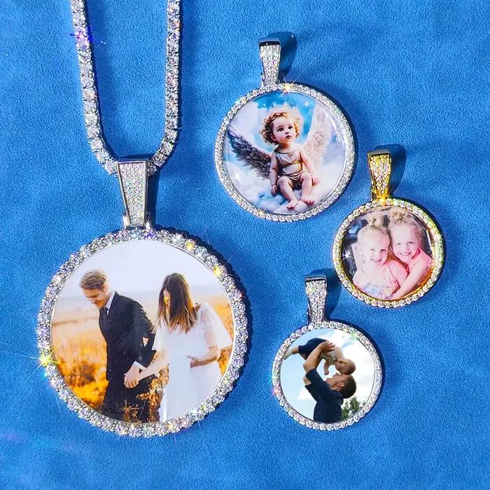 Collier avec pendentif photo personnalisé en forme de cercle, bijoux personnalisés pour hommes et femmes, pendentif avec n'importe quelle photo, cadeau pour les mères ou les amoureux