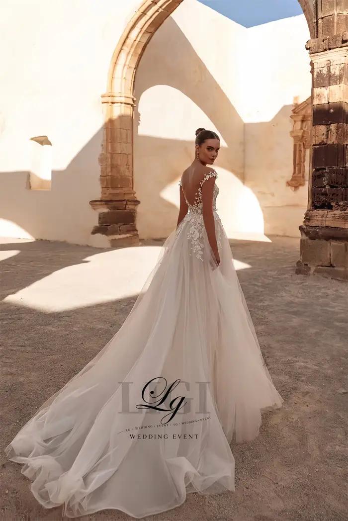 Robes de mariée LIGI élégantes en dentelle appliquée