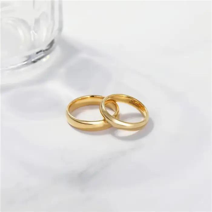 Alliance en Tungstène Gold Tigrade, Bague de Mariage Classique pour Hommes et Femmes, Occasions Spéciales, Gravure Personnalisée