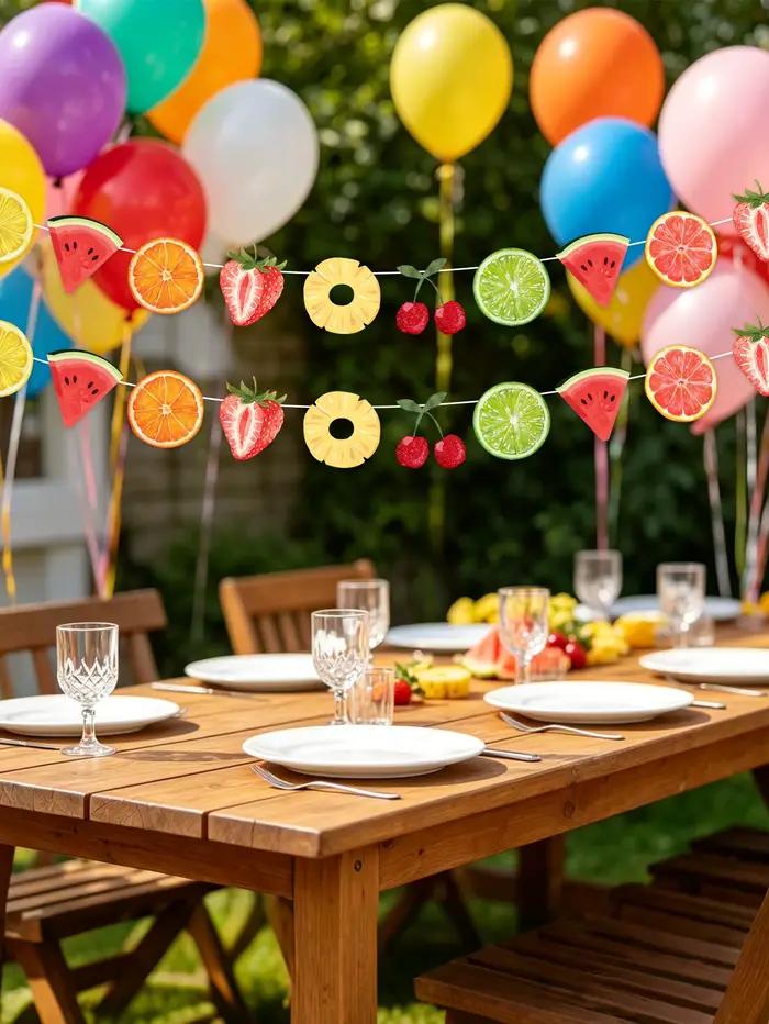 Décorations de fête sur le thème des fruits tropicaux d'été hawaïens, bannière, guirlande fruitée pour anniversaire d'enfants, décoration de baby shower