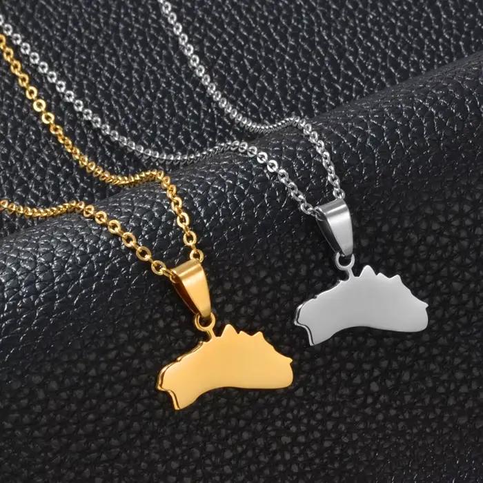 Collier avec pendentif carte des îles Minorque, La Graciosa et Formentera (Espagne) pour femme, bijoux des îles Baléares # 563662