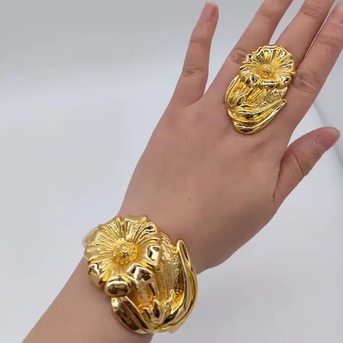Ensemble de bijoux de luxe en cuivre plaqué or 18 carats