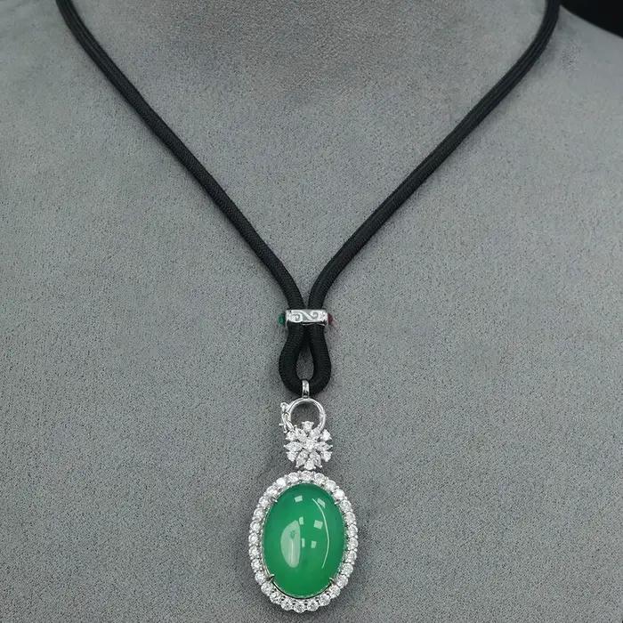 WUIHA Vintage 100% 925 argent Sterling laboratoire saphir Jade haute teneur en carbone diamant pierres précieuses pendentif collier bijoux fins en gros