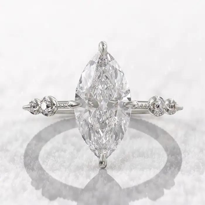 Huitan AAA cristal Marquise cubique zircone anneaux pour femmes mode mince bague fiançailles mariage accessoires déclaration bijoux