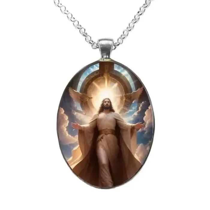 Pendentif Vintage en Pierres Précieuses Bijou en Verre Homme Mode Occasions Spéciales