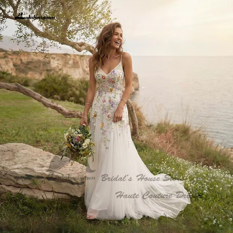 Robes de mariée bohèmes de luxe en dentelle florale Lakshmigown 2026 – Robes de mariée sexy pour fem