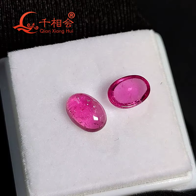 Tourmaline naturelle rose et verte, forme ovale plate, cabochon, accessoires de fabrication de bijou