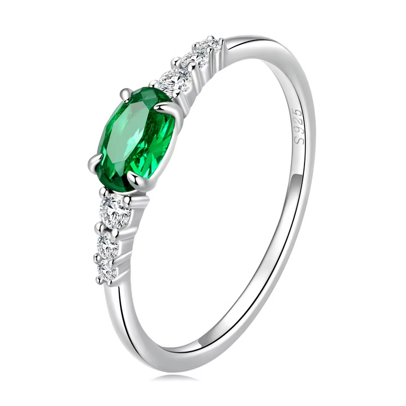Bamoer – bagues émeraude florale en argent Sterling 925 pour femmes, Zircon vert, trèfle à quatre fe