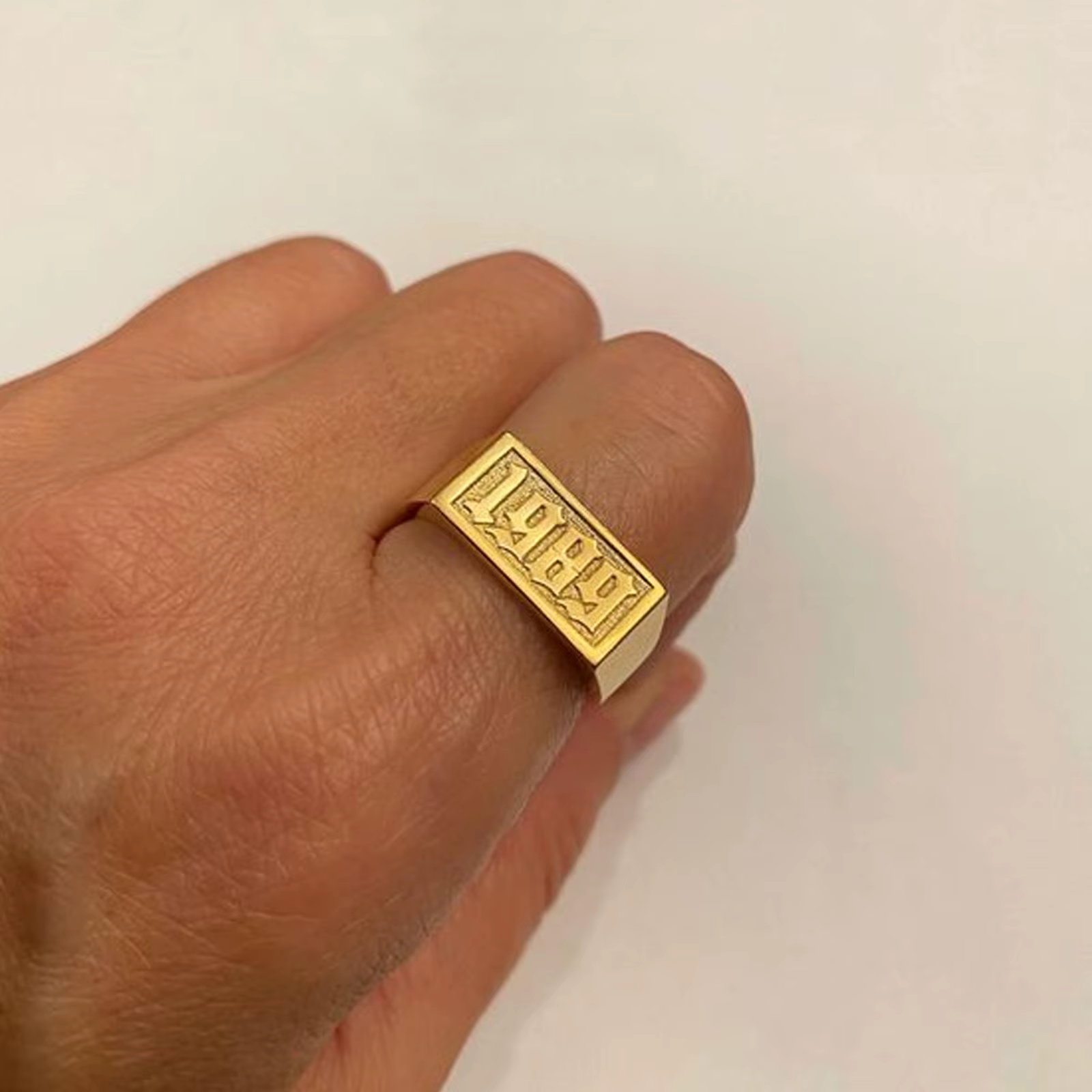 Bague de mariage 3D personnalisée pour couples, bague 3D en acier inoxydable plaqué or 18 carats, ca