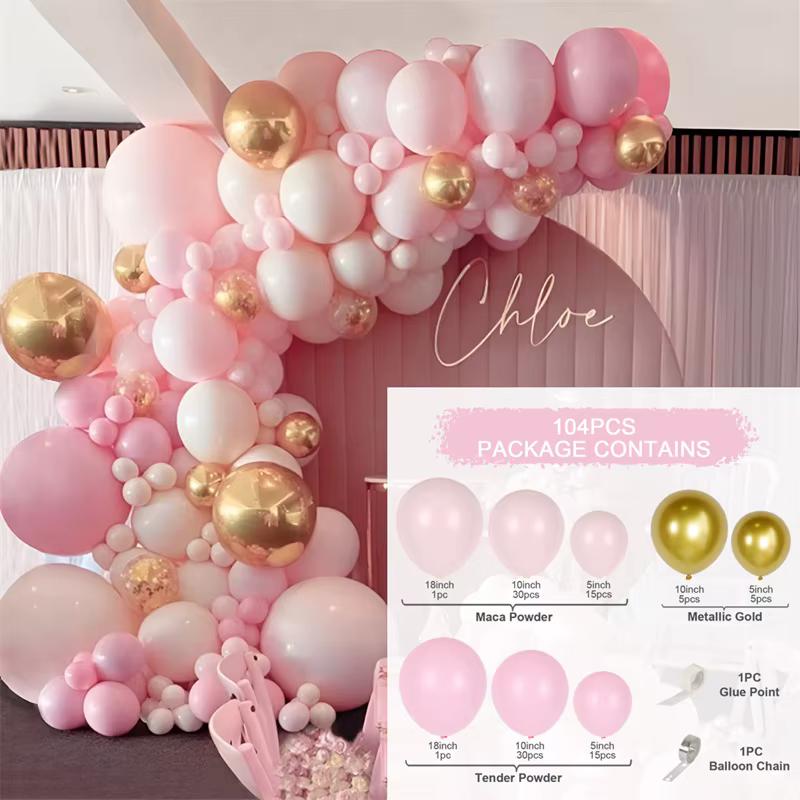 Kit d'arc de guirlande de ballons, décoration de fête d'anniversaire pour fille, ballon en aluminium