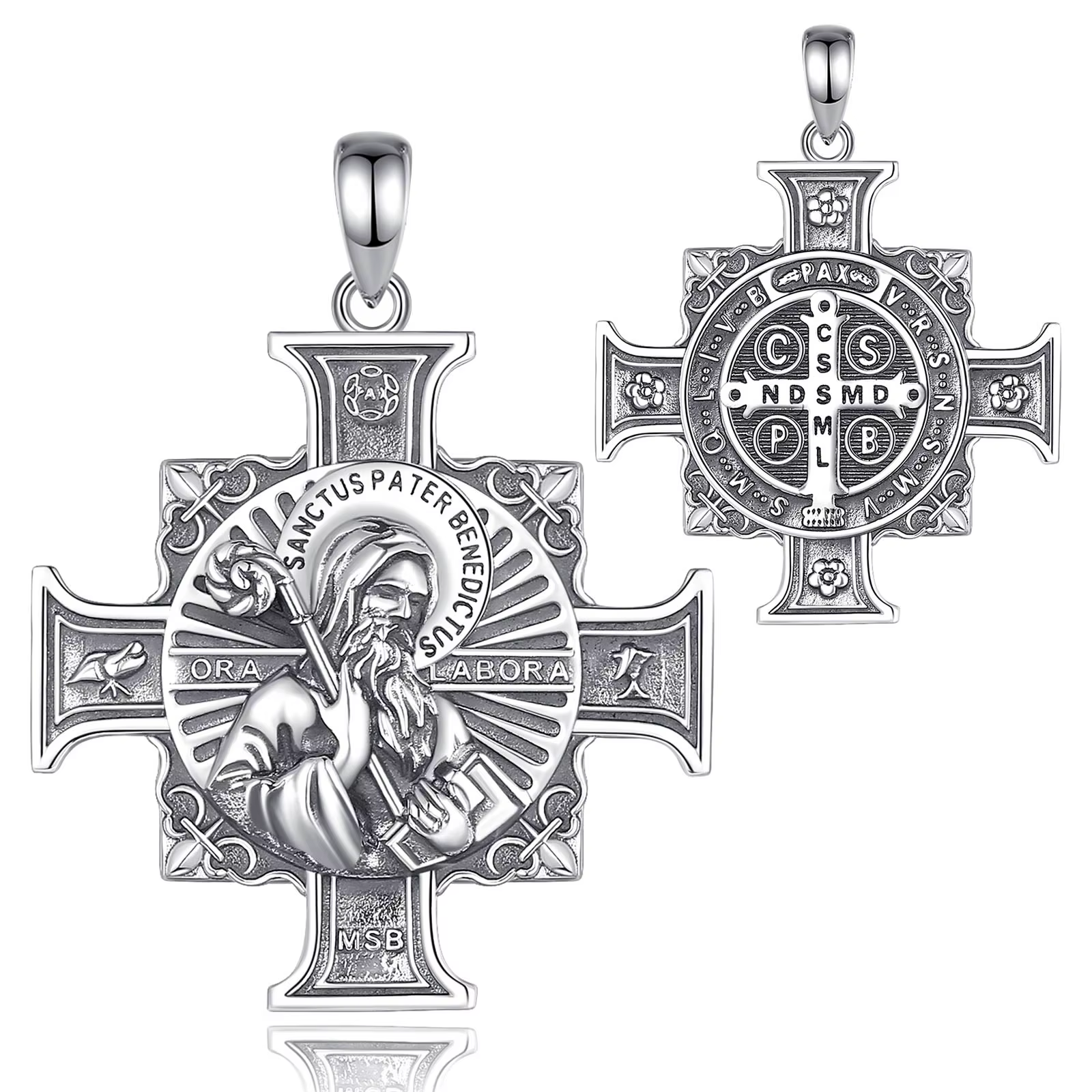 Eudora-Collier Médaille Saint Benoît pour Homme et Femme, Pendentif Croix de San Benoît, Bijoux Reli
