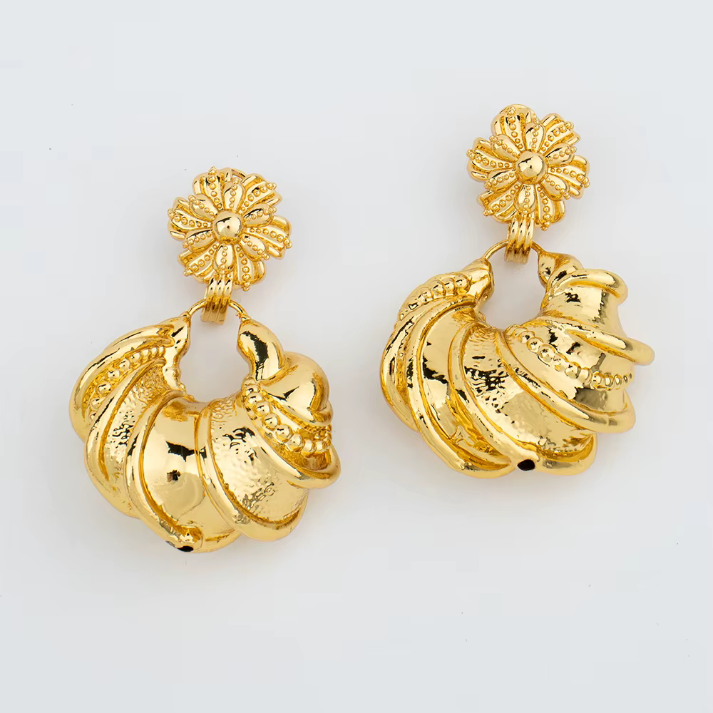 Ensemble de bijoux africains plaqués or pour femmes, collier et boucles d'oreilles, pendentifs inhab