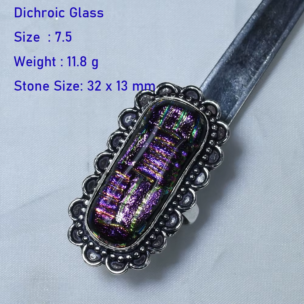 Bague en topaze bleue véritable, labradorite, kyanite, dentrite, opale, taille : 7.75